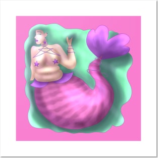 Curvy Mermaid Posters and Art